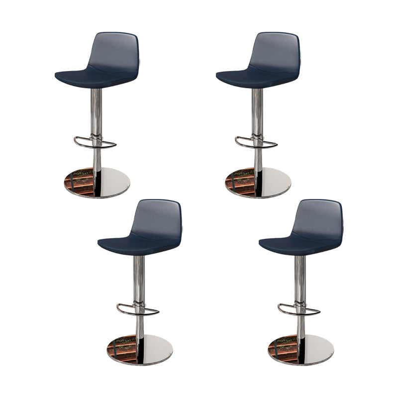 Contemporary Adjustable Height Swivel Armless Bar Stool with Footrest