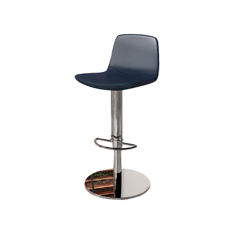 Contemporary Adjustable Height Swivel Armless Bar Stool with Footrest