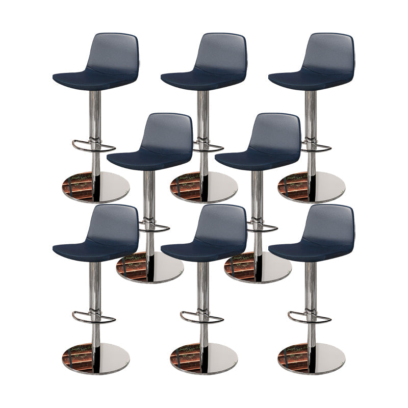 Contemporary Adjustable Height Swivel Armless Bar Stool with Footrest
