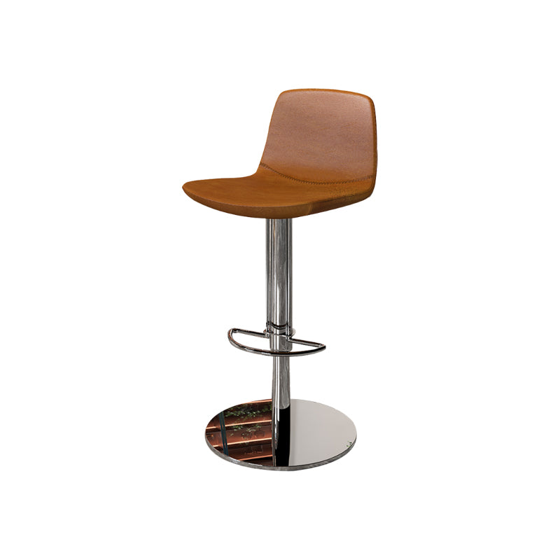 Contemporary Adjustable Height Swivel Armless Bar Stool with Footrest