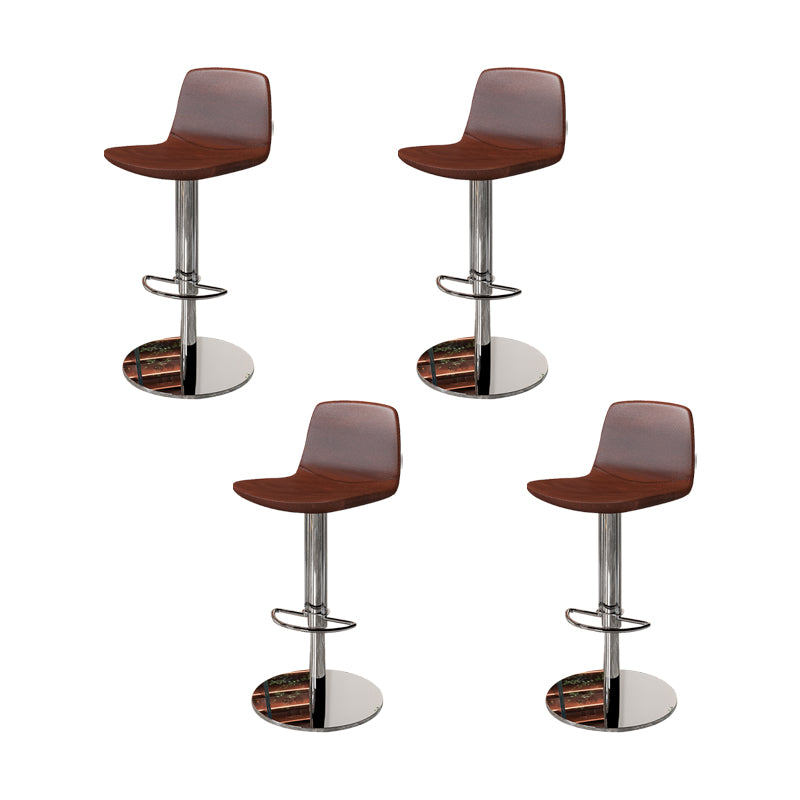 Contemporary Adjustable Height Swivel Armless Bar Stool with Footrest