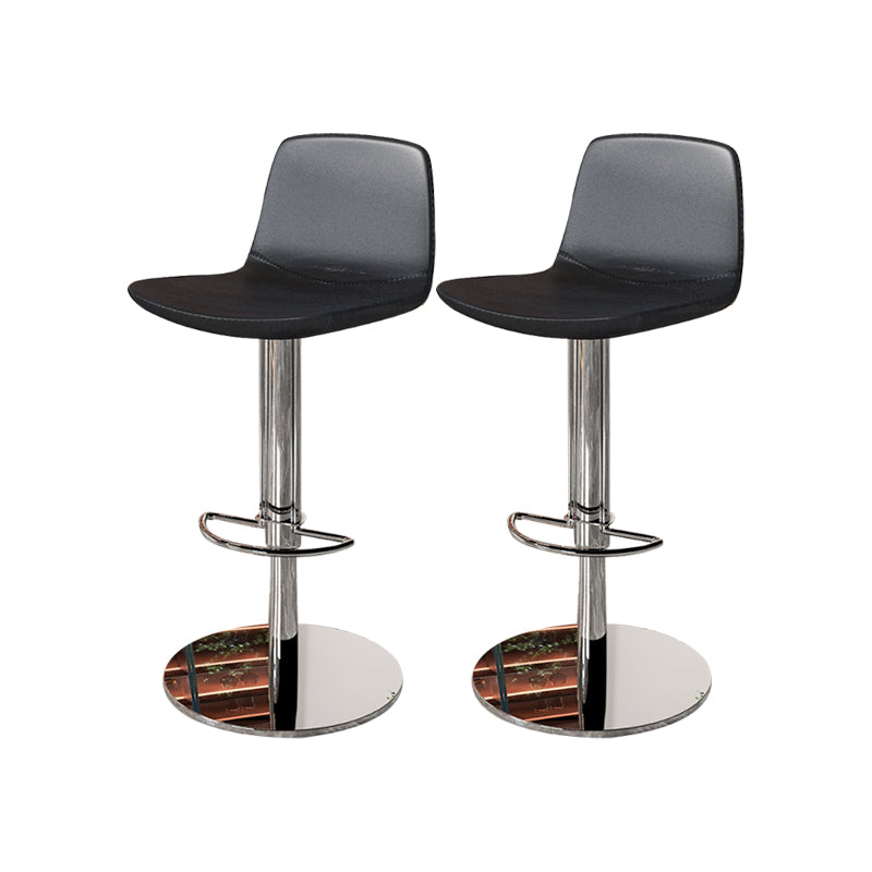 Contemporary Adjustable Height Swivel Armless Bar Stool with Footrest