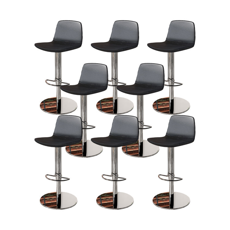 Contemporary Adjustable Height Swivel Armless Bar Stool with Footrest