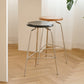 Contemporary Solid Wood Round Armless Bar Stool with Metal Base