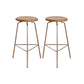 Contemporary Solid Wood Round Armless Bar Stool with Metal Base