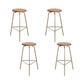 Contemporary Solid Wood Round Armless Bar Stool with Metal Base