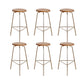Contemporary Solid Wood Round Armless Bar Stool with Metal Base