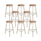 Contemporary Solid Wood Round Armless Bar Stool with Metal Base