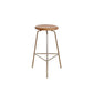 Contemporary Solid Wood Round Armless Bar Stool with Metal Base