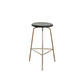 Contemporary Solid Wood Round Armless Bar Stool with Metal Base
