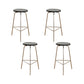 Contemporary Solid Wood Round Armless Bar Stool with Metal Base