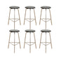 Contemporary Solid Wood Round Armless Bar Stool with Metal Base