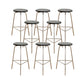 Contemporary Solid Wood Round Armless Bar Stool with Metal Base