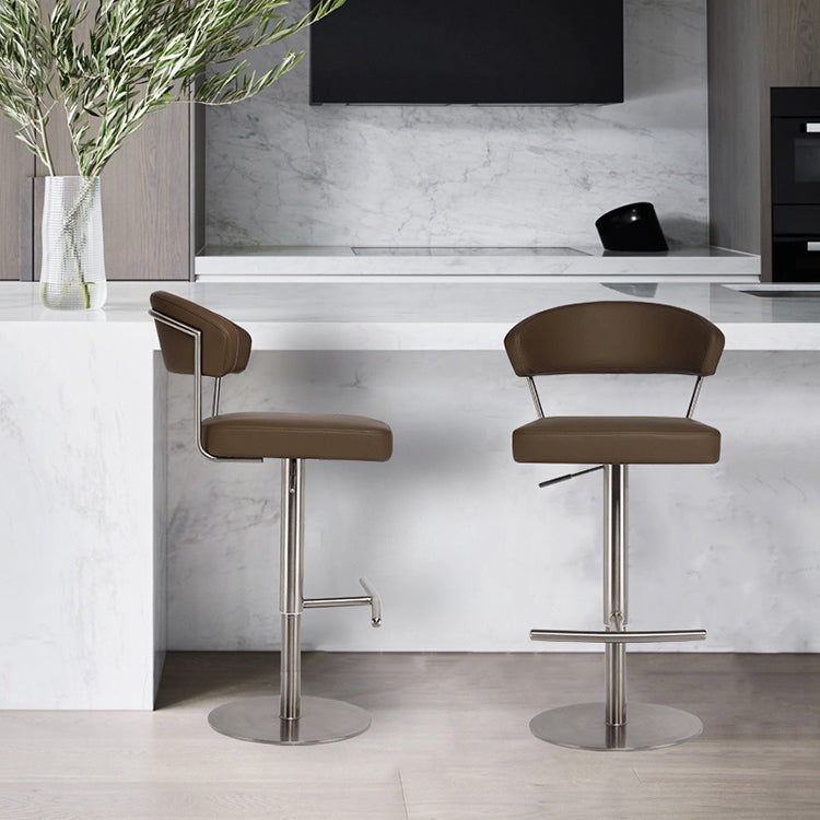 Gestoffeerde verstelbare hoogte draaikrikloze barkruk met voetstoel