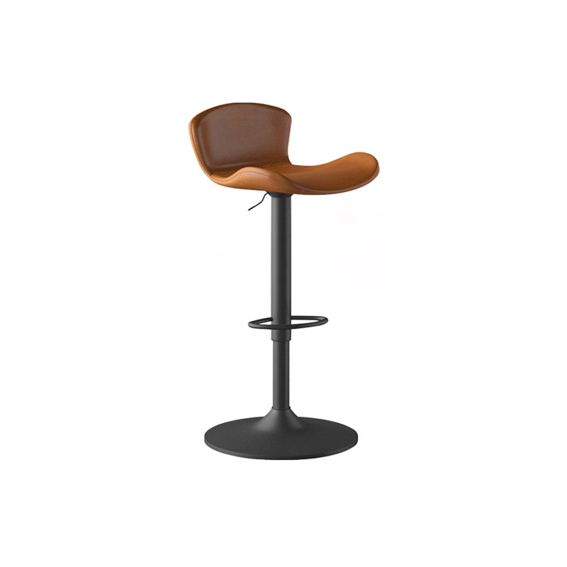 Faux Leather Adjustable Height Swivel Armless Bar Stool with Footrest Yellowish Brown 1 Piece Clearhalo 'Bar Furniture' 'Bar Stools' 'bar_stools' 'furn' 'furn_bar_stools' 'Furniture' 'Kitchen & Dining Furniture' 7537924