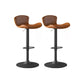 Faux Leather Adjustable Height Swivel Armless Bar Stool with Footrest Yellowish Brown 2 Piece Set Clearhalo 'Bar Furniture' 'Bar Stools' 'bar_stools' 'furn' 'furn_bar_stools' 'Furniture' 'Kitchen & Dining Furniture' 7537925