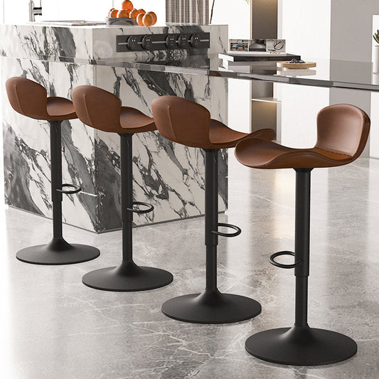 Faux Leather Adjustable Height Swivel Armless Bar Stool with Footrest Clearhalo 'Bar Furniture' 'Bar Stools' 'bar_stools' 'furn' 'furn_bar_stools' 'Furniture' 'Kitchen & Dining Furniture' 7537926