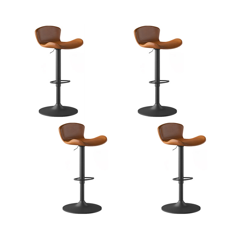 Faux Leather Adjustable Height Swivel Armless Bar Stool with Footrest Yellowish Brown 4 Piece Set Clearhalo 'Bar Furniture' 'Bar Stools' 'bar_stools' 'furn' 'furn_bar_stools' 'Furniture' 'Kitchen & Dining Furniture' 7537927