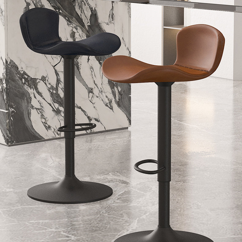 Faux Leather Adjustable Height Swivel Armless Bar Stool with Footrest Clearhalo 'Bar Furniture' 'Bar Stools' 'bar_stools' 'furn' 'furn_bar_stools' 'Furniture' 'Kitchen & Dining Furniture' 7537928