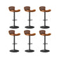 Faux Leather Adjustable Height Swivel Armless Bar Stool with Footrest Yellowish Brown 6 Piece Set Clearhalo 'Bar Furniture' 'Bar Stools' 'bar_stools' 'furn' 'furn_bar_stools' 'Furniture' 'Kitchen & Dining Furniture' 7537929