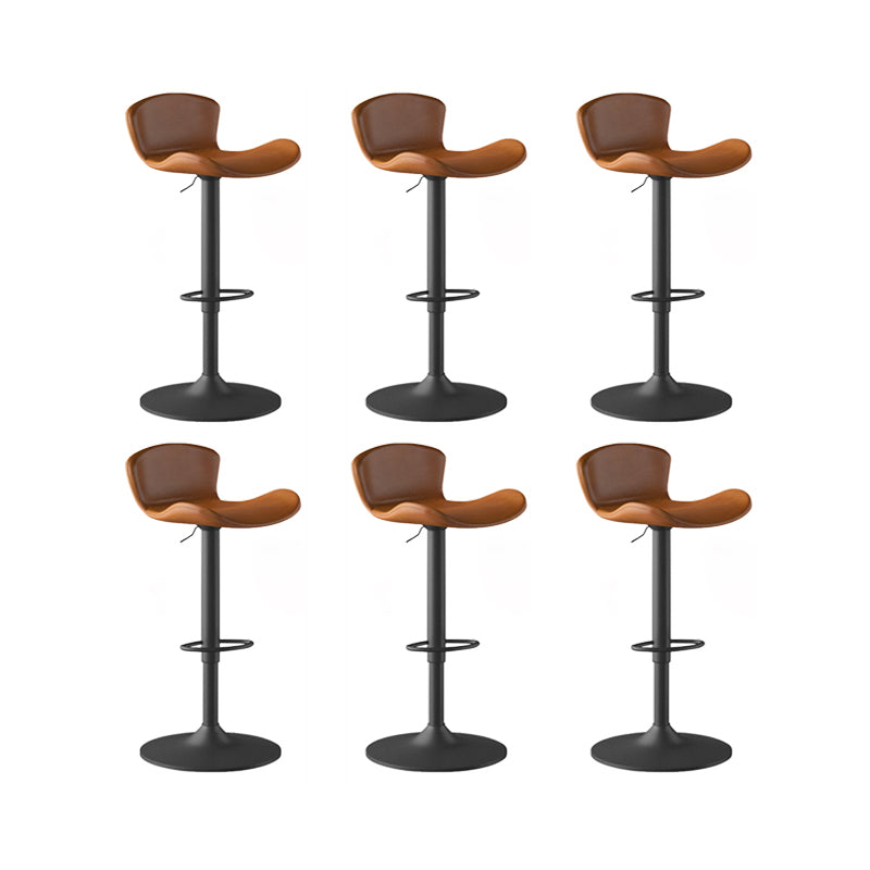 Faux Leather Adjustable Height Swivel Armless Bar Stool with Footrest Yellowish Brown 6 Piece Set Clearhalo 'Bar Furniture' 'Bar Stools' 'bar_stools' 'furn' 'furn_bar_stools' 'Furniture' 'Kitchen & Dining Furniture' 7537929