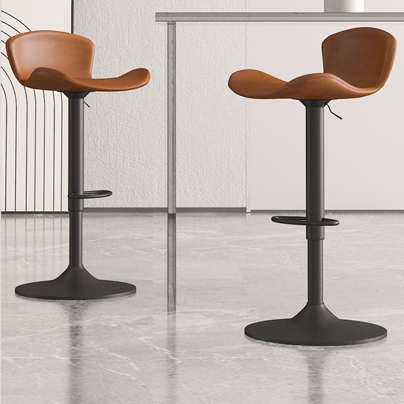 Faux Leather Adjustable Height Swivel Armless Bar Stool with Footrest Clearhalo 'Bar Furniture' 'Bar Stools' 'bar_stools' 'furn' 'furn_bar_stools' 'Furniture' 'Kitchen & Dining Furniture' 7537930