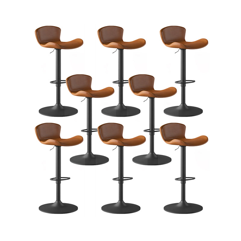 Faux Leather Adjustable Height Swivel Armless Bar Stool with Footrest Yellowish Brown 8 Piece Set Clearhalo 'Bar Furniture' 'Bar Stools' 'bar_stools' 'furn' 'furn_bar_stools' 'Furniture' 'Kitchen & Dining Furniture' 7537932