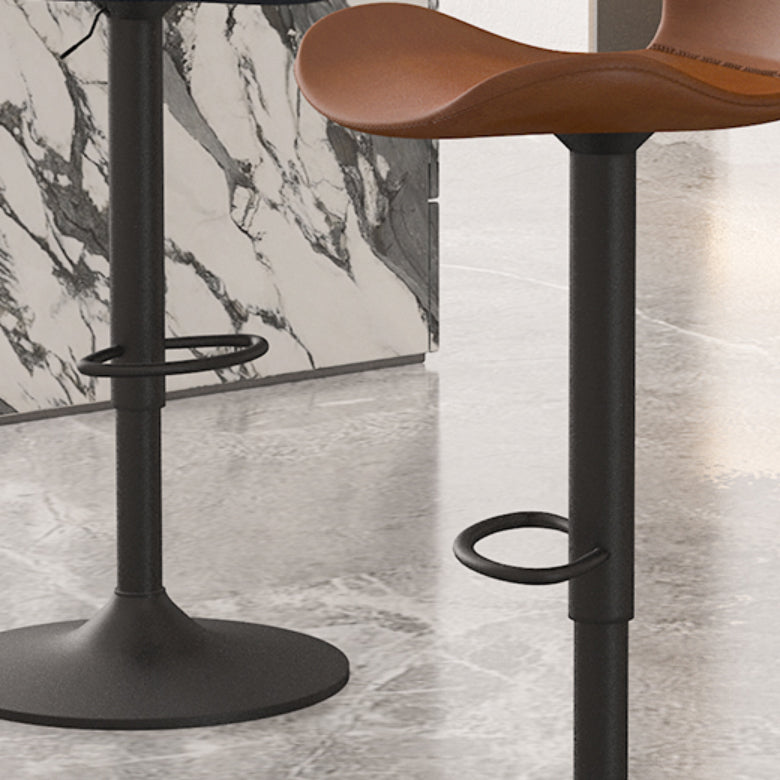 Faux Leather Adjustable Height Swivel Armless Bar Stool with Footrest Clearhalo 'Bar Furniture' 'Bar Stools' 'bar_stools' 'furn' 'furn_bar_stools' 'Furniture' 'Kitchen & Dining Furniture' 7537940