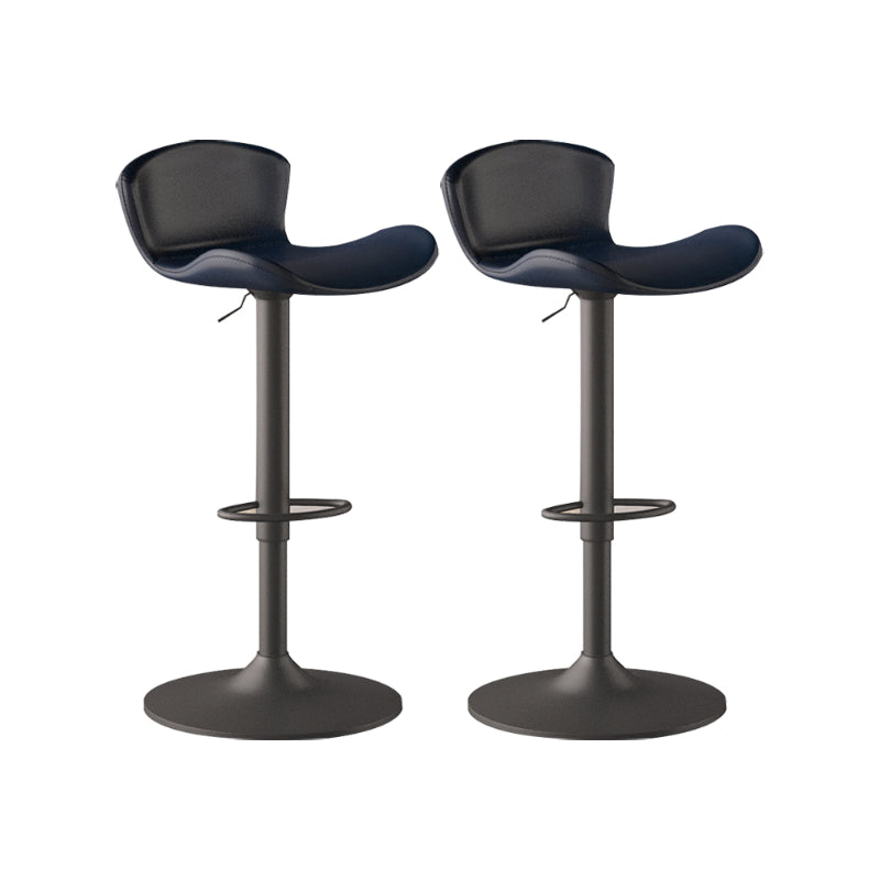 Faux Leather Adjustable Height Swivel Armless Bar Stool with Footrest Blue 2 Piece Set Clearhalo 'Bar Furniture' 'Bar Stools' 'bar_stools' 'furn' 'furn_bar_stools' 'Furniture' 'Kitchen & Dining Furniture' 7537944