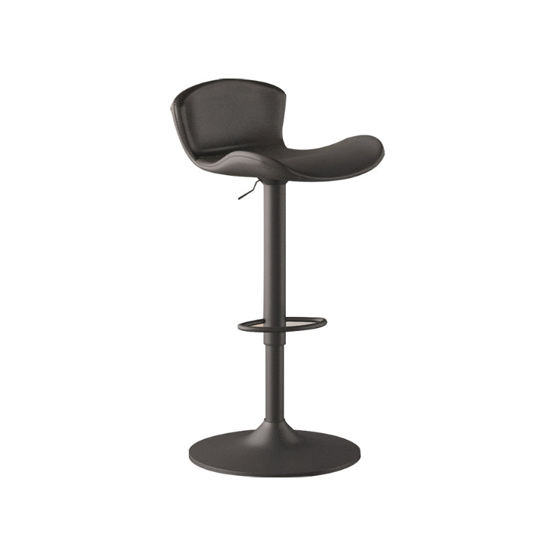 Faux Leather Adjustable Height Swivel Armless Bar Stool with Footrest Gray 1 Piece Clearhalo 'Bar Furniture' 'Bar Stools' 'bar_stools' 'furn' 'furn_bar_stools' 'Furniture' 'Kitchen & Dining Furniture' 7537948