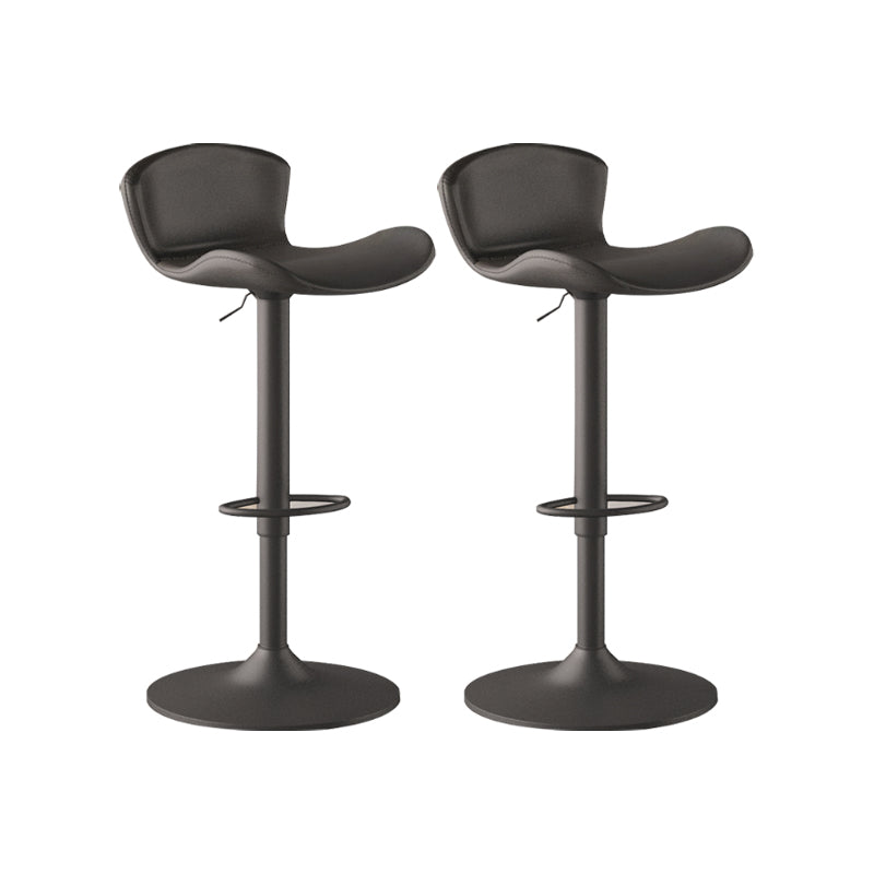 Faux Leather Adjustable Height Swivel Armless Bar Stool with Footrest Gray 2 Piece Set Clearhalo 'Bar Furniture' 'Bar Stools' 'bar_stools' 'furn' 'furn_bar_stools' 'Furniture' 'Kitchen & Dining Furniture' 7537949