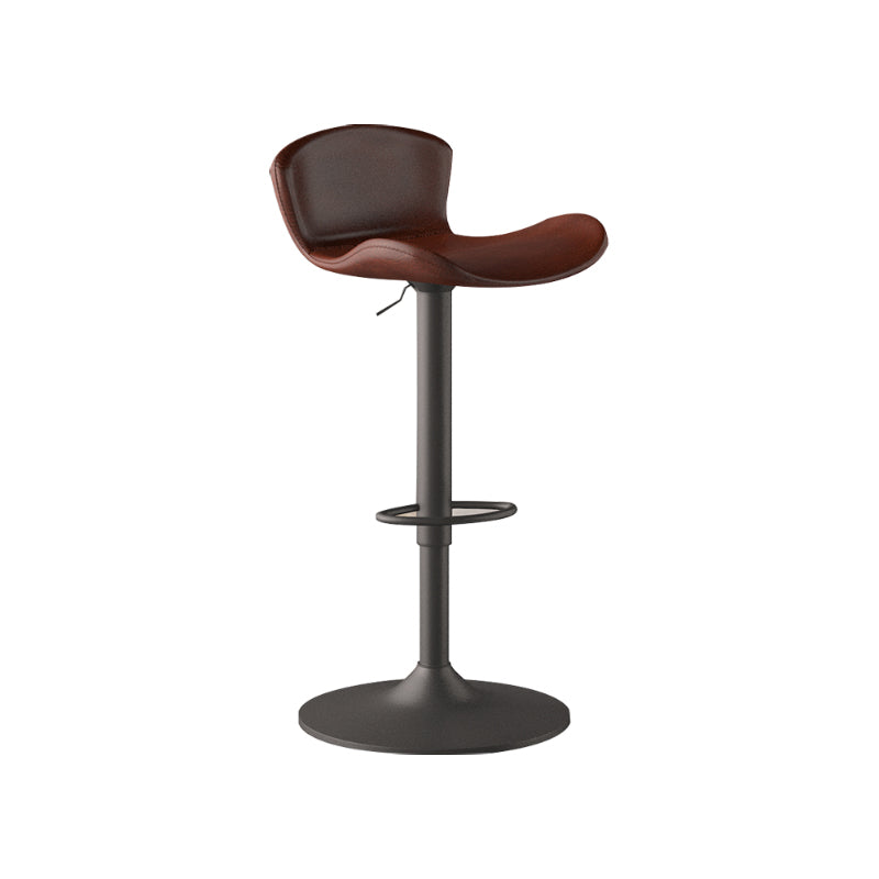 Faux Leather Adjustable Height Swivel Armless Bar Stool with Footrest Brown 1 Piece Clearhalo 'Bar Furniture' 'Bar Stools' 'bar_stools' 'furn' 'furn_bar_stools' 'Furniture' 'Kitchen & Dining Furniture' 7537953