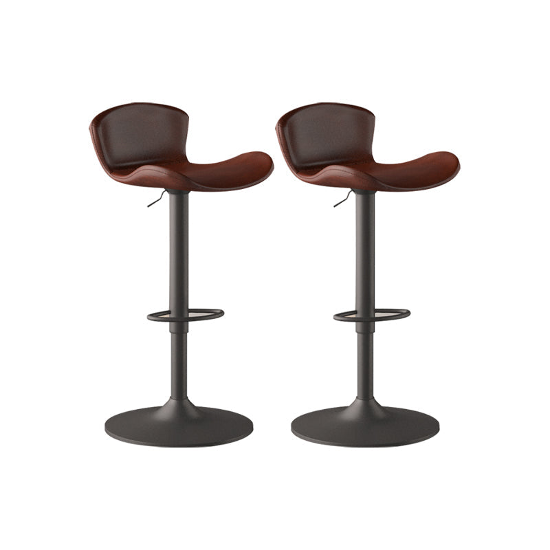 Faux Leather Adjustable Height Swivel Armless Bar Stool with Footrest Brown 2 Piece Set Clearhalo 'Bar Furniture' 'Bar Stools' 'bar_stools' 'furn' 'furn_bar_stools' 'Furniture' 'Kitchen & Dining Furniture' 7537954
