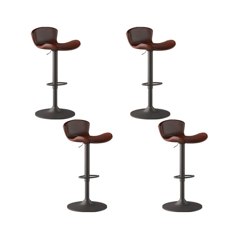 Faux Leather Adjustable Height Swivel Armless Bar Stool with Footrest Brown 4 Piece Set Clearhalo 'Bar Furniture' 'Bar Stools' 'bar_stools' 'furn' 'furn_bar_stools' 'Furniture' 'Kitchen & Dining Furniture' 7537955