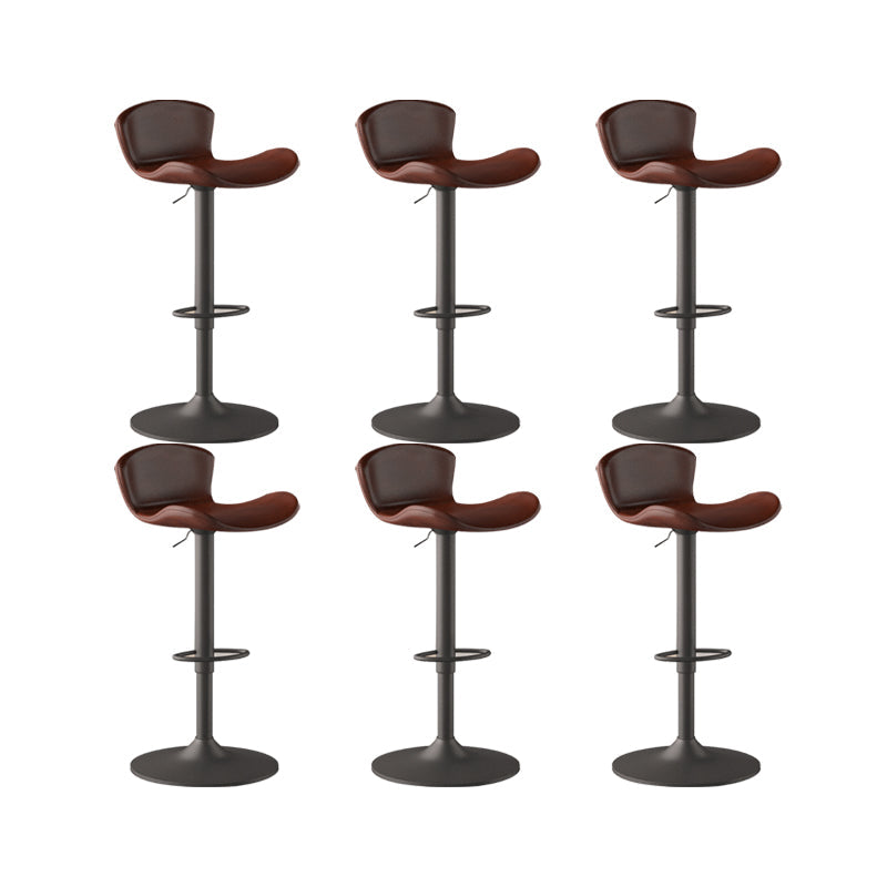 Faux Leather Adjustable Height Swivel Armless Bar Stool with Footrest Brown 6 Piece Set Clearhalo 'Bar Furniture' 'Bar Stools' 'bar_stools' 'furn' 'furn_bar_stools' 'Furniture' 'Kitchen & Dining Furniture' 7537956