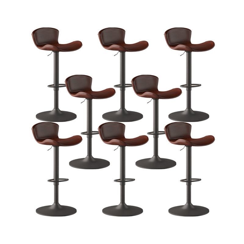 Faux Leather Adjustable Height Swivel Armless Bar Stool with Footrest Brown 8 Piece Set Clearhalo 'Bar Furniture' 'Bar Stools' 'bar_stools' 'furn' 'furn_bar_stools' 'Furniture' 'Kitchen & Dining Furniture' 7537957