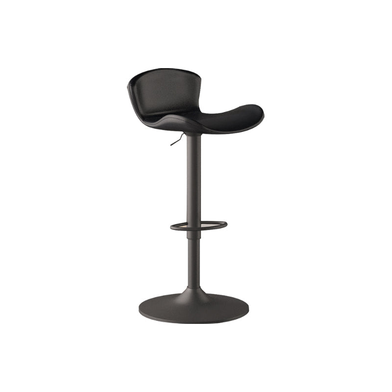 Faux Leather Adjustable Height Swivel Armless Bar Stool with Footrest Black 1 Piece Clearhalo 'Bar Furniture' 'Bar Stools' 'bar_stools' 'furn' 'furn_bar_stools' 'Furniture' 'Kitchen & Dining Furniture' 7537958