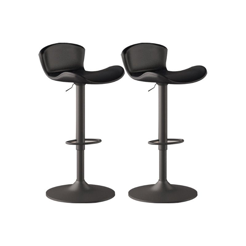 Faux Leather Adjustable Height Swivel Armless Bar Stool with Footrest Black 2 Piece Set Clearhalo 'Bar Furniture' 'Bar Stools' 'bar_stools' 'furn' 'furn_bar_stools' 'Furniture' 'Kitchen & Dining Furniture' 7537959