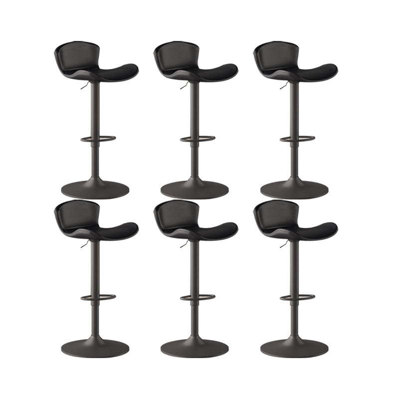 Faux Leather Adjustable Height Swivel Armless Bar Stool with Footrest Black 6 Piece Set Clearhalo 'Bar Furniture' 'Bar Stools' 'bar_stools' 'furn' 'furn_bar_stools' 'Furniture' 'Kitchen & Dining Furniture' 7537961