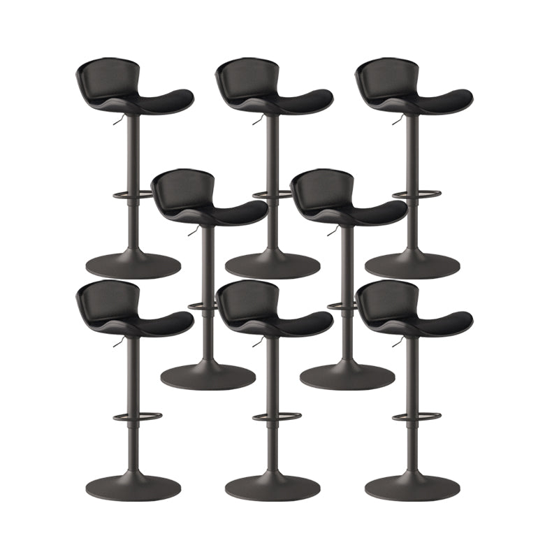 Faux Leather Adjustable Height Swivel Armless Bar Stool with Footrest Black 8 Piece Set Clearhalo 'Bar Furniture' 'Bar Stools' 'bar_stools' 'furn' 'furn_bar_stools' 'Furniture' 'Kitchen & Dining Furniture' 7537962