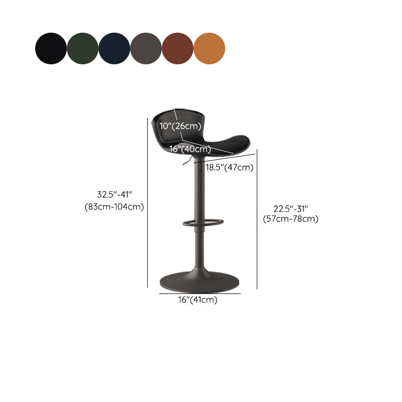 Faux Leather Adjustable Height Swivel Armless Bar Stool with Footrest Clearhalo 'Bar Furniture' 'Bar Stools' 'bar_stools' 'furn' 'furn_bar_stools' 'Furniture' 'Kitchen & Dining Furniture' 7537963