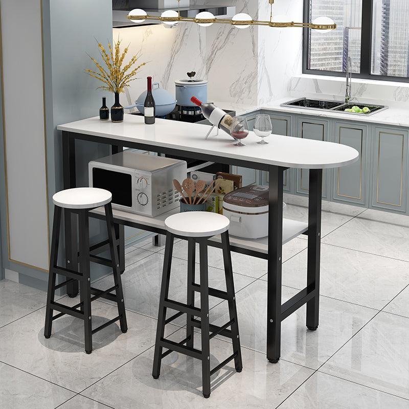 Modern Style Bar Table Set 3 Pieces Bar Table Set with Metal Base for Kitchen Table & Chair(s) Beige Black Clearhalo 'Bar Furniture' 'furn' 'furn_home_bar_bar_sets' 'Furniture' 'Home Bars & Bar Sets' 'home_bar_bar_sets' 'Kitchen & Dining Furniture' 7537967