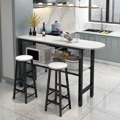 Modern Style Bar Table Set 3 Pieces Bar Table Set with Metal Base for Kitchen Table & Chair(s) Beige Black Clearhalo 'Bar Furniture' 'furn' 'furn_home_bar_bar_sets' 'Furniture' 'Home Bars & Bar Sets' 'home_bar_bar_sets' 'Kitchen & Dining Furniture' 7537967