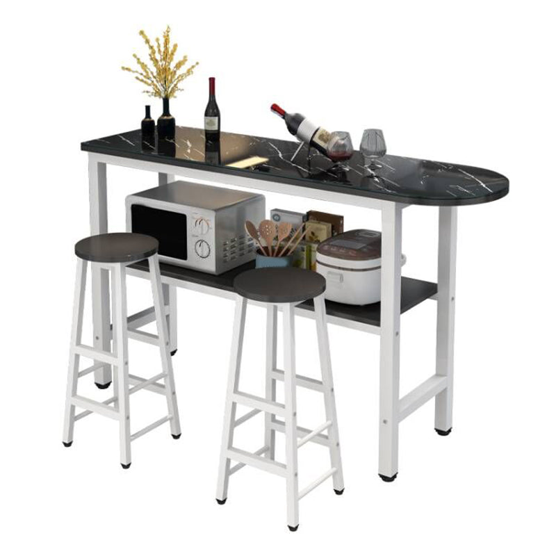Modern Style Bar Table Set 3 Pieces Bar Table Set with Metal Base for Kitchen Clearhalo 'Bar Furniture' 'furn' 'furn_home_bar_bar_sets' 'Furniture' 'Home Bars & Bar Sets' 'home_bar_bar_sets' 'Kitchen & Dining Furniture' 7537978