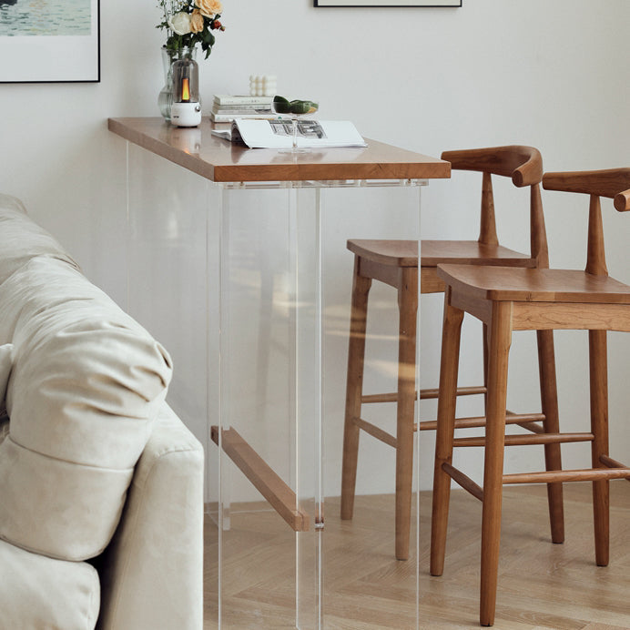 Wood and Acrylic Base Counter-height Pub Table Rectangle Pub Table Clearhalo 'Bar Furniture' 'Bar Tables' 'bar_tables' 'furn' 'furn_bar_tables' 'Furniture' 'Kitchen & Dining Furniture' 7538016