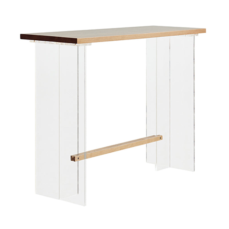 Wood and Acrylic Base Counter-height Pub Table Rectangle Pub Table Without Chairs Clearhalo 'Bar Furniture' 'Bar Tables' 'bar_tables' 'furn' 'furn_bar_tables' 'Furniture' 'Kitchen & Dining Furniture' 7538017