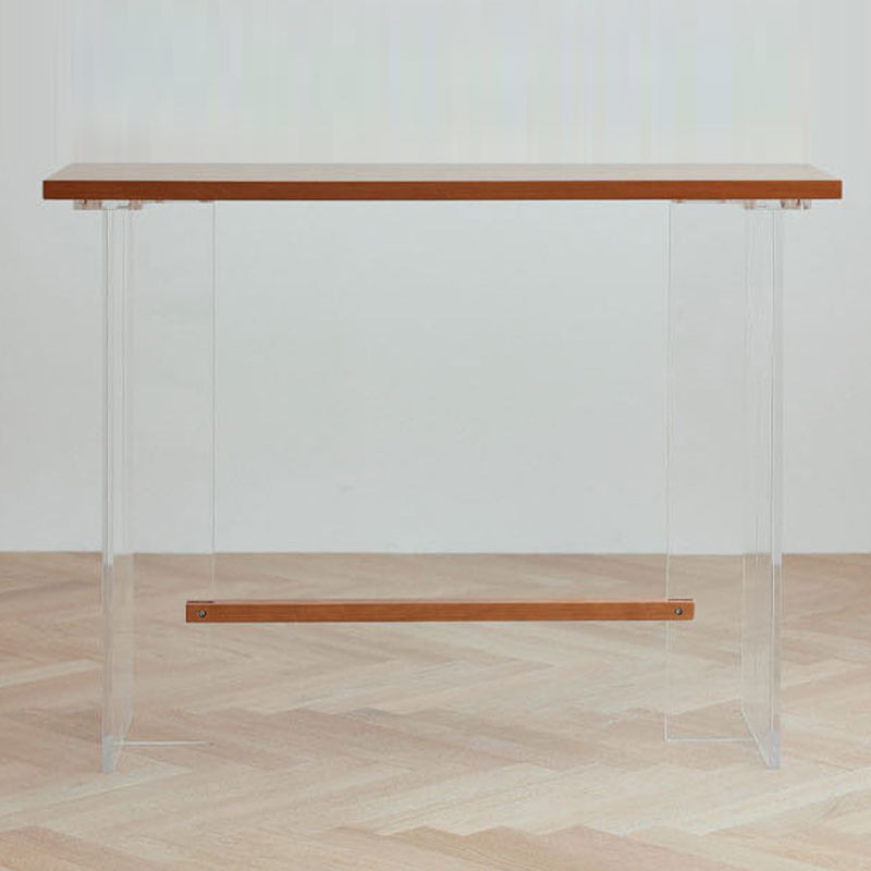 Wood and Acrylic Base Counter-height Pub Table Rectangle Pub Table Clearhalo 'Bar Furniture' 'Bar Tables' 'bar_tables' 'furn' 'furn_bar_tables' 'Furniture' 'Kitchen & Dining Furniture' 7538025