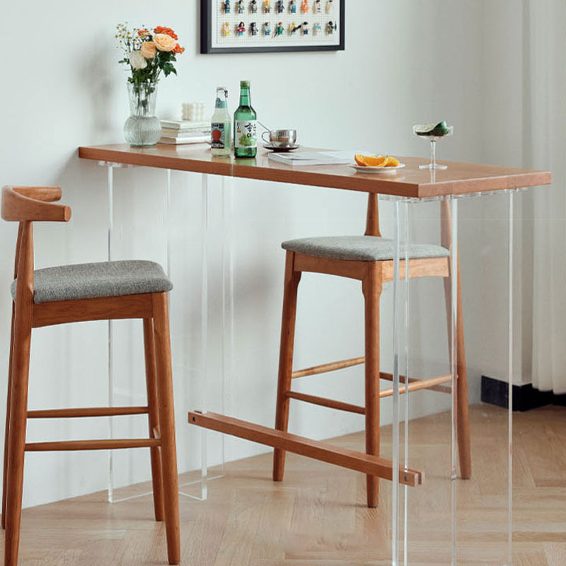 Wood and Acrylic Base Counter-height Pub Table Rectangle Pub Table Clearhalo 'Bar Furniture' 'Bar Tables' 'bar_tables' 'furn' 'furn_bar_tables' 'Furniture' 'Kitchen & Dining Furniture' 7538026