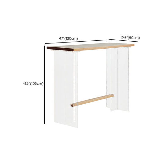 Wood and Acrylic Base Counter-height Pub Table Rectangle Pub Table Clearhalo 'Bar Furniture' 'Bar Tables' 'bar_tables' 'furn' 'furn_bar_tables' 'Furniture' 'Kitchen & Dining Furniture' 7538027