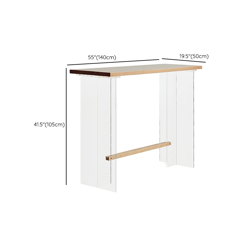 Wood and Acrylic Base Counter-height Pub Table Rectangle Pub Table Clearhalo 'Bar Furniture' 'Bar Tables' 'bar_tables' 'furn' 'furn_bar_tables' 'Furniture' 'Kitchen & Dining Furniture' 7538028